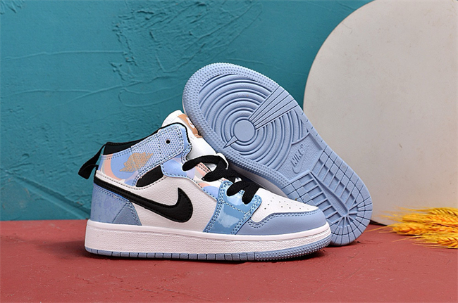 Youth Running Weapon Air Jordan 1 Blue/White Shoes 0148